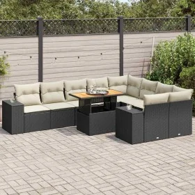 Set sofás jardín y cojines 10 pzas ratán sintético acacia negro von , Gartensets - Ref: Foro24-3327416, Preis: 655,80 €, Raba...