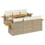 Set sofás jardín y cojines 7 pzas ratán sintético acacia beige by , Garden sets - Ref: Foro24-3327558, Price: 588,34 €, Disco...