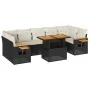 Set sofás jardín y cojines 8 pzas ratán sintético acacia negro by , Garden sets - Ref: Foro24-3327570, Price: 540,89 €, Disco...