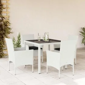 Set comedor jardín 5 pzas cojines ratán sintético vidrio blanco de , Conjuntos de jardín - Ref: Foro24-3278580, Precio: 368,1...