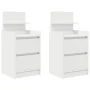 Mesillas de noche con 2 cajones 2 uds Blanco 38x34x80 cm de , Mesitas de noche - Ref: Foro24-861356, Precio: 95,08 €, Descuen...