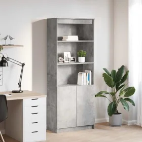 Aparador alto madera de ingeniería gris hormigón 70x35x180 cm by , Sideboards - Ref: Foro24-3328474, Price: 120,72 €, Discoun...