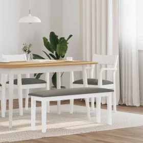 Banco 110 cm madera maciza caucho blanco de , Bancos de comedor y cocina - Ref: Foro24-4102606, Precio: 76,76 €, Descuento: %