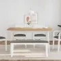 Banco 110 cm madera maciza caucho blanco by , Dining and kitchen benches - Ref: Foro24-4102606, Price: 76,76 €, Discount: %