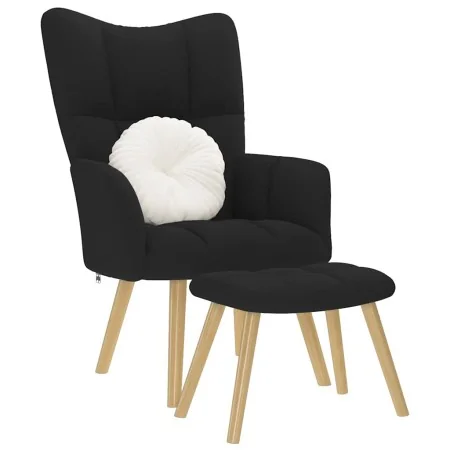 Sillón de relax con taburete tela negro de , Sillones - Ref: Foro24-4016780, Precio: 101,59 €, Descuento: %
