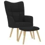 Sillón de relax con taburete tela negro de , Sillones - Ref: Foro24-4016780, Precio: 101,59 €, Descuento: %