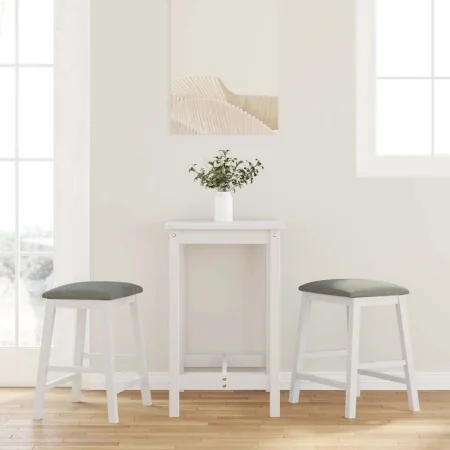 Sillas de bar con cojines 2 uds madera maciza blanca caucho de , Taburetes de cocina - Ref: Foro24-4102580, Precio: 105,37 €,...