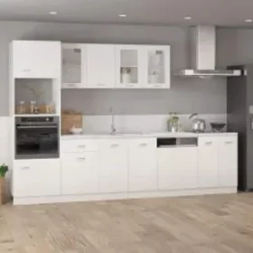 Armario de microondas madera contrachapada blanco 60x57x207 cm de , Armarios de cocina - Ref: Foro24-3334017, Precio: 244,23 ...