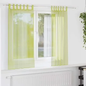 Cortinas de gasa con trabillas 2 uds. verde manzana de , Cortinas y visillos - Ref: Foro24-4102252, Precio: 13,35 €, Descuent...
