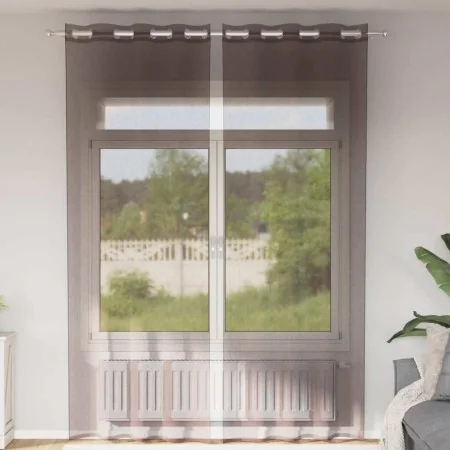 Cortinas de gasa con ojales 2 uds marrón 140x300 cm de , Cortinas y visillos - Ref: Foro24-4102070, Precio: 16,17 €, Descuent...