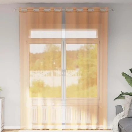 Cortinas de gasa con ojales 2 uds naranja 140x260 cm de , Cortinas y visillos - Ref: Foro24-4102093, Precio: 15,29 €, Descuen...
