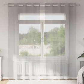 Cortinas de gasa con ojales 2 uds gris claro 140x225 cm von , Vorhänge und Gardinen - Ref: Foro24-4102109, Preis: 15,00 €, Ra...