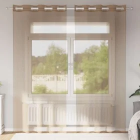 Cortinas de gasa con ojales 2 uds marrón claro de , Cortinas y visillos - Ref: Foro24-4102128, Precio: 15,04 €, Descuento: %