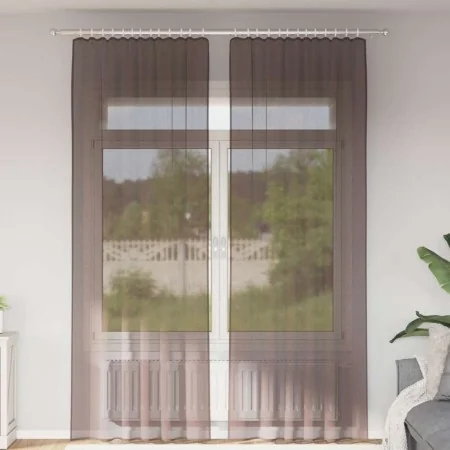 Cortinas de gasa con bolsillos para varillas 2 uds. marrón by , Curtains and curtains - Ref: Foro24-4102175, Price: 15,00 €, ...