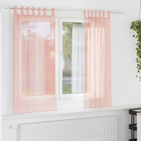 Cortinas de gasa con trabillas 2 uds rosa 140x140 cm de , Cortinas y visillos - Ref: Foro24-4102286, Precio: 14,11 €, Descuen...