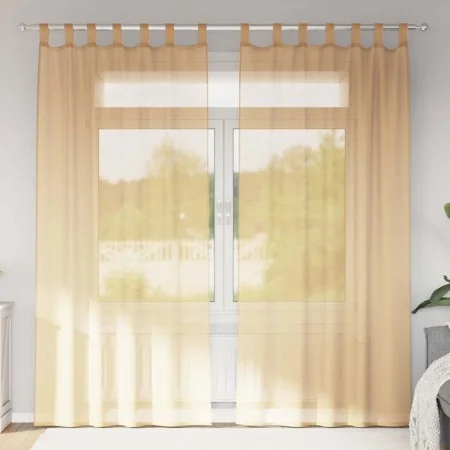 Cortinas de gasa con trabillas 2 uds arena 140x225 cm de , Cortinas y visillos - Ref: Foro24-4102308, Precio: 14,28 €, Descue...