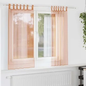 Cortinas de gasa con trabillas 2 uds terracota 140x175 cm de , Cortinas y visillos - Ref: Foro24-4102322, Precio: 13,65 €, De...