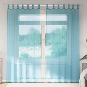 Cortinas de gasa con trabillas 2 uds turquesa 140x245 cm de , Cortinas y visillos - Ref: Foro24-4102329, Precio: 14,92 €, Des...