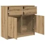 Aparador con cajón roble artesanal 80x34x76cm madera ingeniería de , Aparadores - Ref: Foro24-861543, Precio: 84,23 €, Descue...