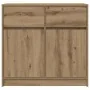 Aparador con cajón roble artesanal 80x34x76cm madera ingeniería de , Aparadores - Ref: Foro24-861543, Precio: 84,23 €, Descue...