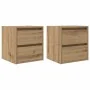 Mesitas de noche de pared 2 uds roble artisan 38x34x40 cm by , Nightstands - Ref: Foro24-861264, Price: 84,49 €, Discount: %