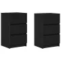 Mesillas de noche con 3 cajones 2 uds. Negro 39x35x65 cm de , Mesitas de noche - Ref: Foro24-861340, Precio: 113,56 €, Descue...