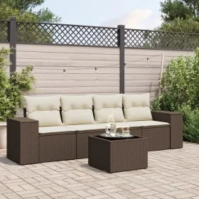 Set comedor de jardín 5 piezas y cojines ratán sintético marrón von , Modulare Sofas für den Außenbereich - Ref: Foro24-32222...