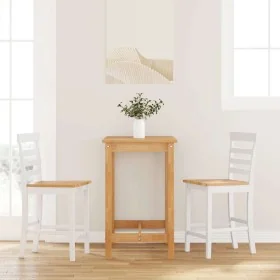Taburetes de bar 2 uds madera maciza blanca caucho de , Taburetes de cocina - Ref: Foro24-4102542, Precio: 129,59 €, Descuent...