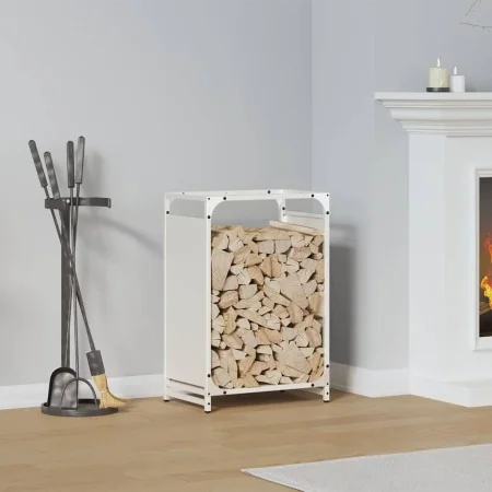 Leñero blanco 44x28x65 cm Acero laminado en frío de , Bolsas y soportes de leña - Ref: Foro24-864196, Precio: 51,87 €, Descue...