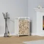 Leñero blanco 44x28x65 cm Acero laminado en frío de , Bolsas y soportes de leña - Ref: Foro24-864196, Precio: 51,87 €, Descue...