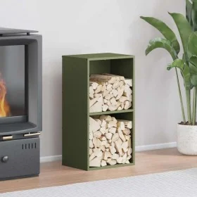 Leñero verde oliva 40x30x75 cm Acero laminado en frío de , Bolsas y soportes de leña - Ref: Foro24-864194, Precio: 80,39 €, D...