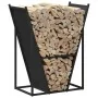 Leñero negro 69,5x35x81 cm Acero laminado en frío de , Bolsas y soportes de leña - Ref: Foro24-864177, Precio: 66,28 €, Descu...