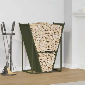 Leñero verde oliva 69,5x35x81 cm Acero laminado en frío de , Bolsas y soportes de leña - Ref: Foro24-864180, Precio: 68,22 €,...