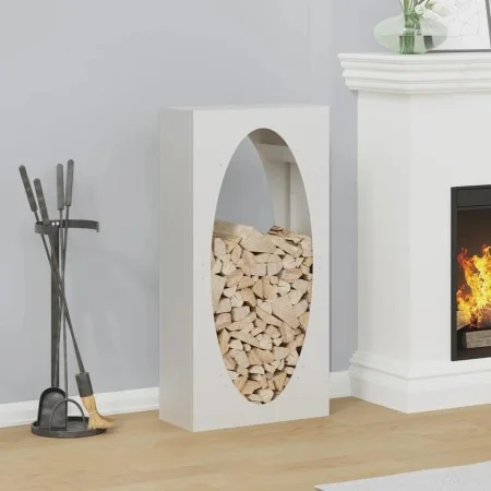 Leñero blanco 50x23x100 cm Acero laminado en frío de , Bolsas y soportes de leña - Ref: Foro24-864182, Precio: 90,52 €, Descu...