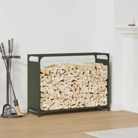 Leñero verde oliva 90x28x65 cm Acero laminado en frío de , Bolsas y soportes de leña - Ref: Foro24-864206, Precio: 61,19 €, D...