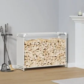 Leñero blanco 90x28x65 cm Acero laminado en frío de , Bolsas y soportes de leña - Ref: Foro24-864204, Precio: 61,19 €, Descue...