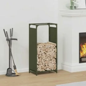 Leñero verde oliva 44x28x90 cm Acero laminado en frío de , Bolsas y soportes de leña - Ref: Foro24-864210, Precio: 59,96 €, D...