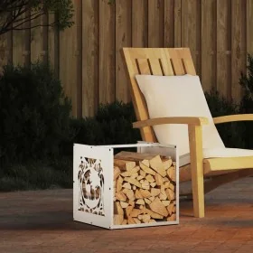 Leñero blanco 40x40x40 cm Acero laminado en frío de , Bolsas y soportes de leña - Ref: Foro24-864250, Precio: 45,22 €, Descue...