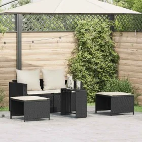 Set de muebles de jardín 5 pzas y cojines apilables negro by , Outdoor sofas - Ref: Foro24-4104163, Price: 256,82 €, Discount: %