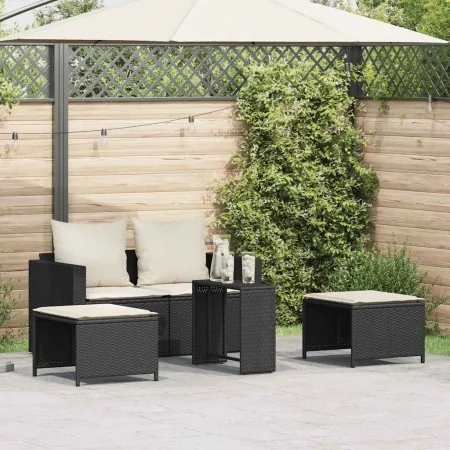 Set de muebles de jardín 5 pzas y cojines apilables negro by , Outdoor sofas - Ref: Foro24-4104163, Price: 256,82 €, Discount: %