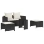 Set de muebles de jardín 5 pzas y cojines apilables negro by , Outdoor sofas - Ref: Foro24-4104163, Price: 256,82 €, Discount: %