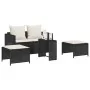 Set de muebles de jardín 5 pzas y cojines apilables negro by , Outdoor sofas - Ref: Foro24-4104163, Price: 256,82 €, Discount: %