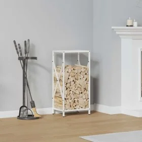 Leñero blanco 34x25x70 cm Acero laminado en frío de , Bolsas y soportes de leña - Ref: Foro24-864320, Precio: 43,72 €, Descue...