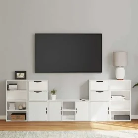 Muebles de TV 5 uds. con almacenaje "ODDA" blanco madera pino de , Muebles TV - Ref: Foro24-3365369, Precio: 273,24 €, Descue...
