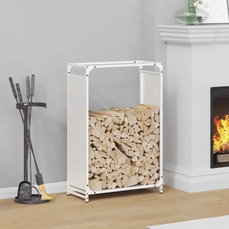 Leñero blanco 60x28x90 cm Acero laminado en frío de , Bolsas y soportes de leña - Ref: Foro24-864212, Precio: 61,07 €, Descue...
