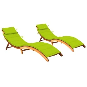 Tumbonas 2 unidades con cojines madera maciza de acacia de , Tumbonas - Ref: Foro24-3077372, Precio: 347,79 €, Descuento: %