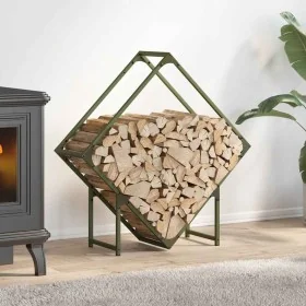 Leñero verde oliva 80x25x80 cm Acero laminado en frío de , Bolsas y soportes de leña - Ref: Foro24-864286, Precio: 34,40 €, D...