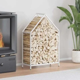 Leñero blanco 60x25x90 cm Acero laminado en frío de , Bolsas y soportes de leña - Ref: Foro24-864308, Precio: 39,63 €, Descue...