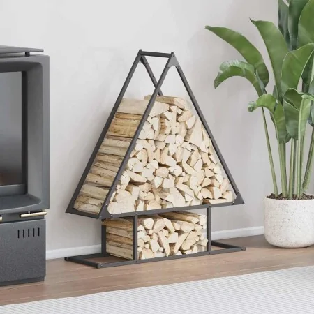 Leñero negro 80x25x90 cm Acero laminado en frío de , Bolsas y soportes de leña - Ref: Foro24-864315, Precio: 38,08 €, Descuen...