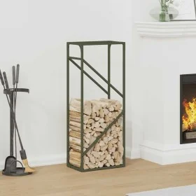 Leñero verde oliva 40x25x100 cm Acero laminado en frío de , Bolsas y soportes de leña - Ref: Foro24-864334, Precio: 39,52 €, ...